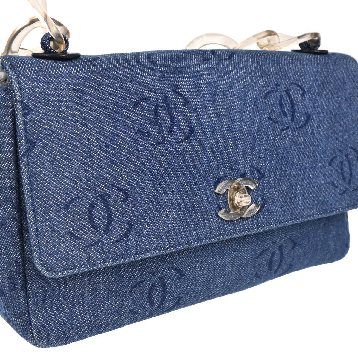 Chanel 2001-2003 Blue Denim Handbag - Image 3