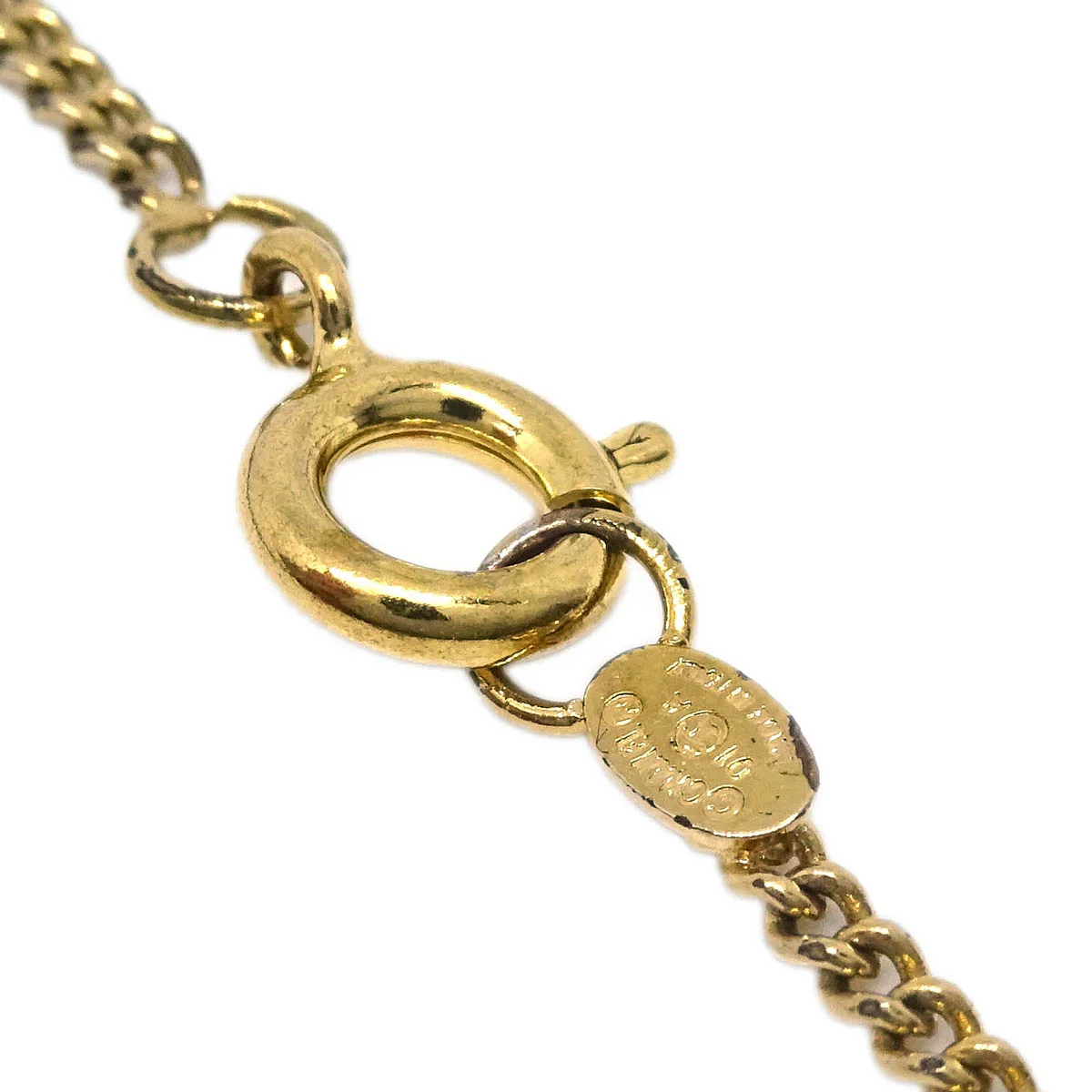 Chanel CC Chain Pendant Necklace Rhinestone Gold 01A - Image 4