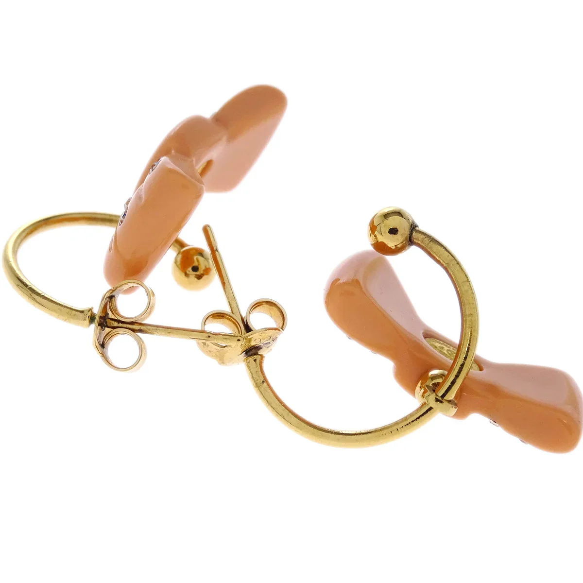 Chanel Bow Dangle Piercing Earrings Rhinestone 02P - Image 3