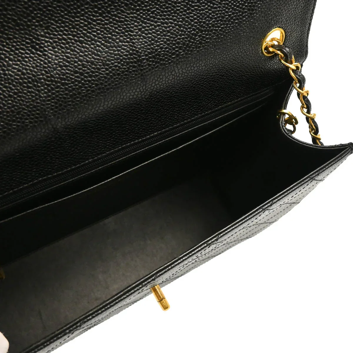 Chanel 1997-1999 Black Caviar Jumbo Classic Flap Bag - Image 4