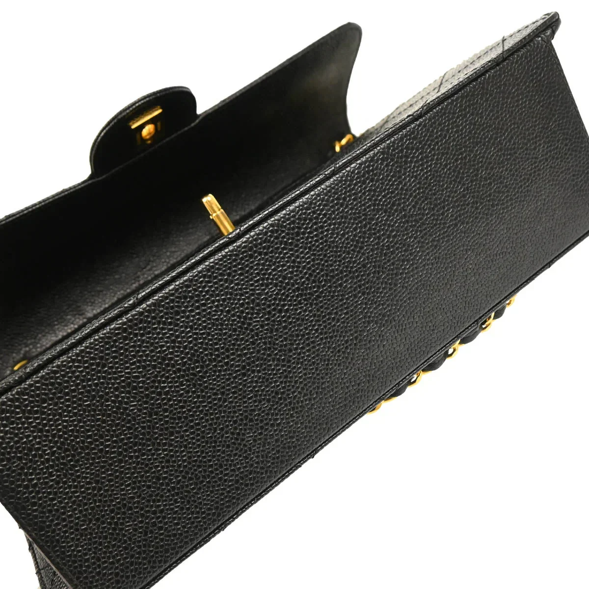 Chanel 1997-1999 Black Caviar Jumbo Classic Flap Bag - Image 5