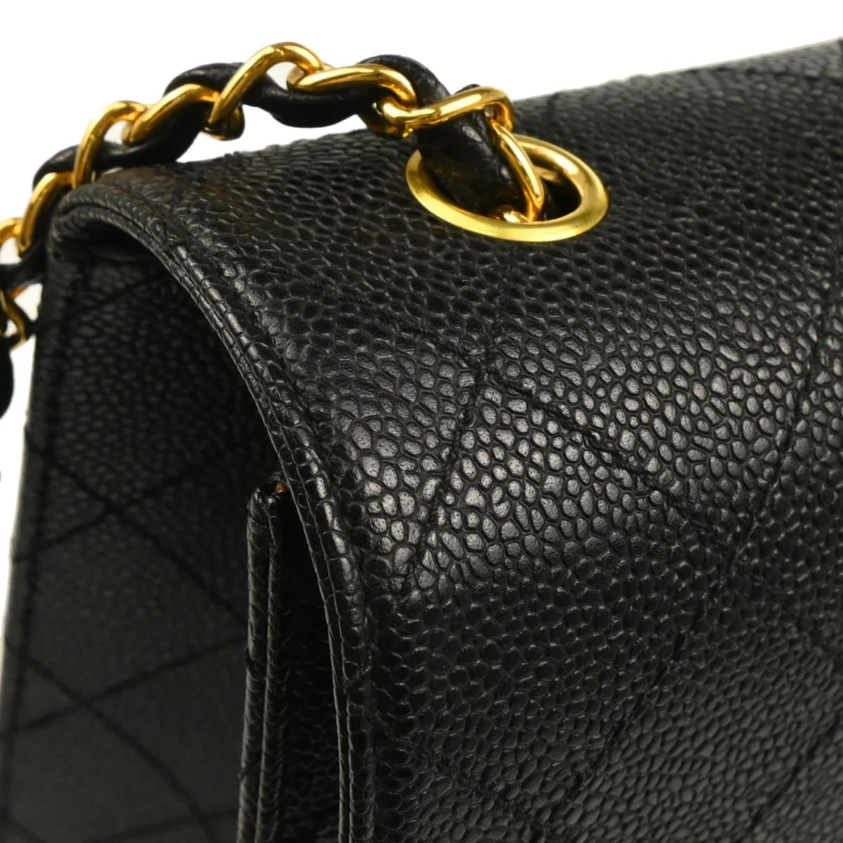 Chanel 1997-1999 Black Caviar Jumbo Classic Flap Bag - Image 7