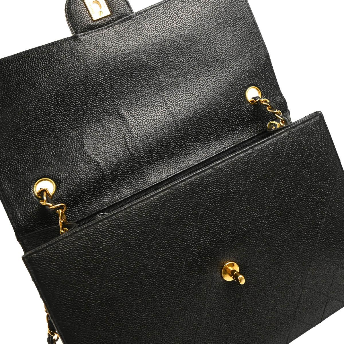 Chanel 1997-1999 Black Caviar Jumbo Classic Flap Bag - Image 8