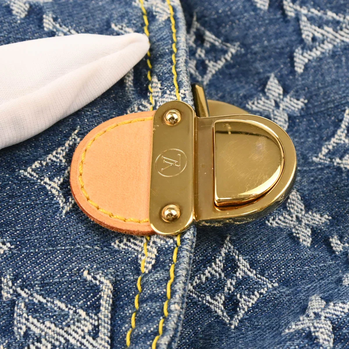 Louis Vuitton 2005 Blue Monogram Denim Mini Pleaty Handbag M95050 - Image 6