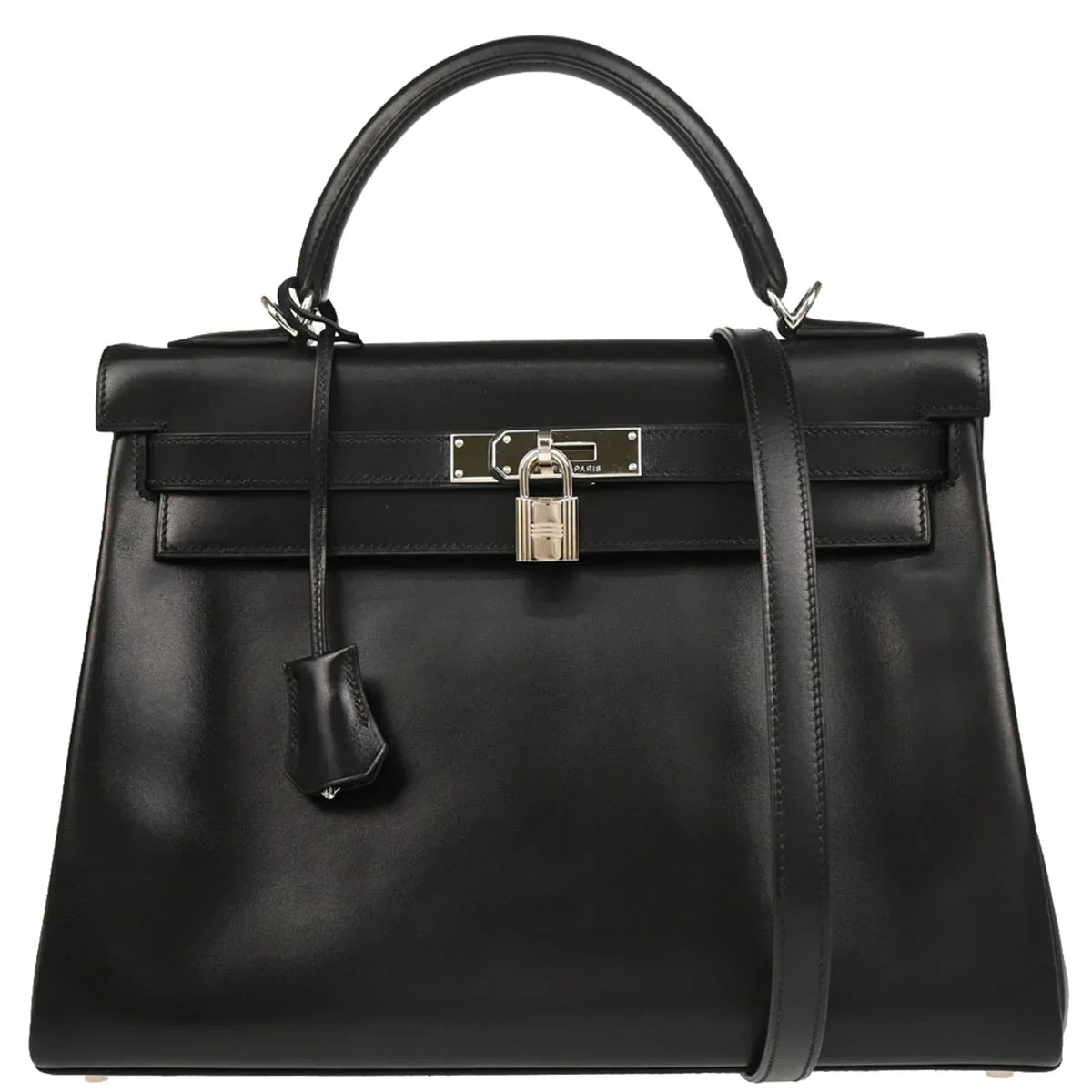 Hermes Black Box Calf Kelly 32 Retourne 2way Shoulder Handbag