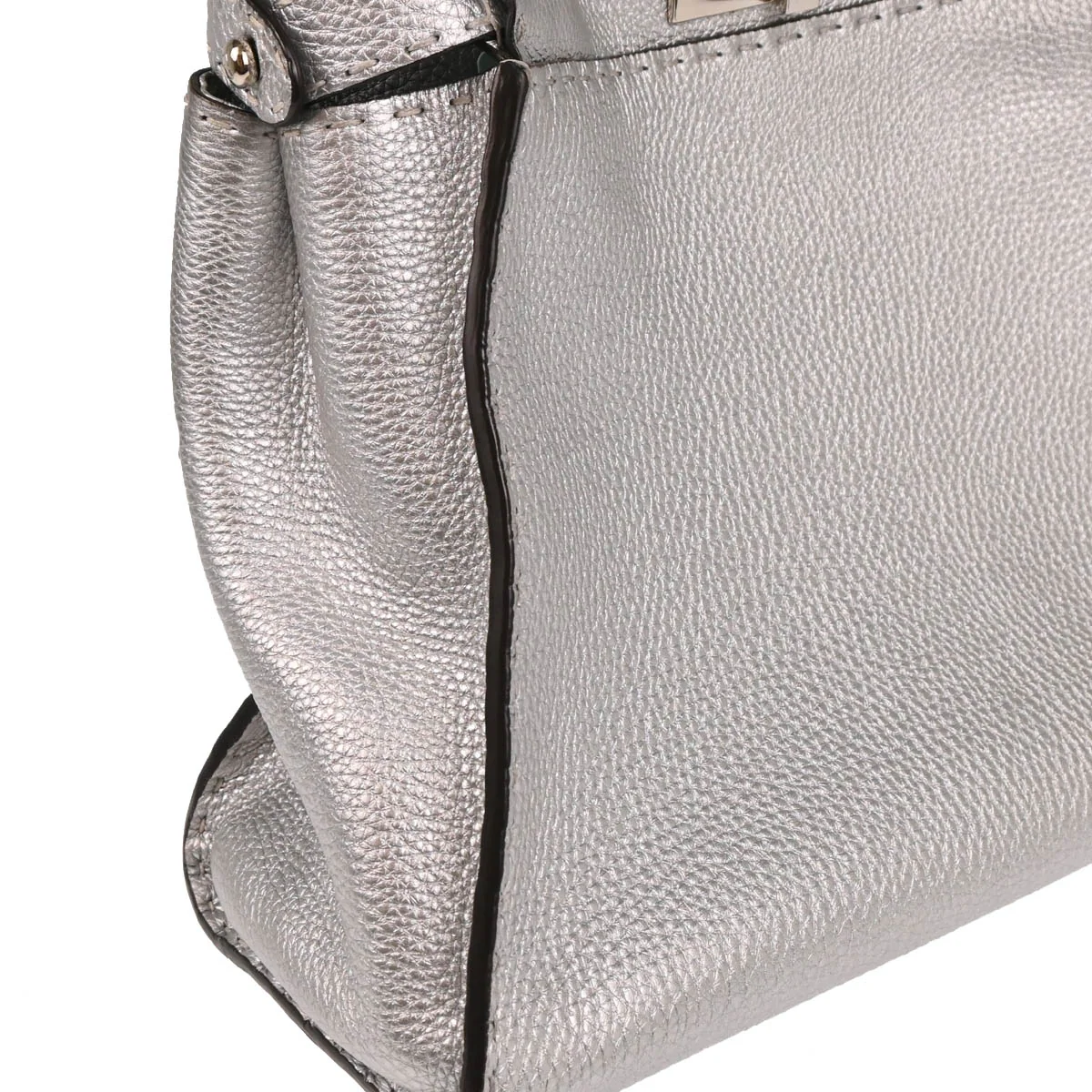 Fendi Silver Leather Peekaboo 2way Shoulder Handbag - Image 3