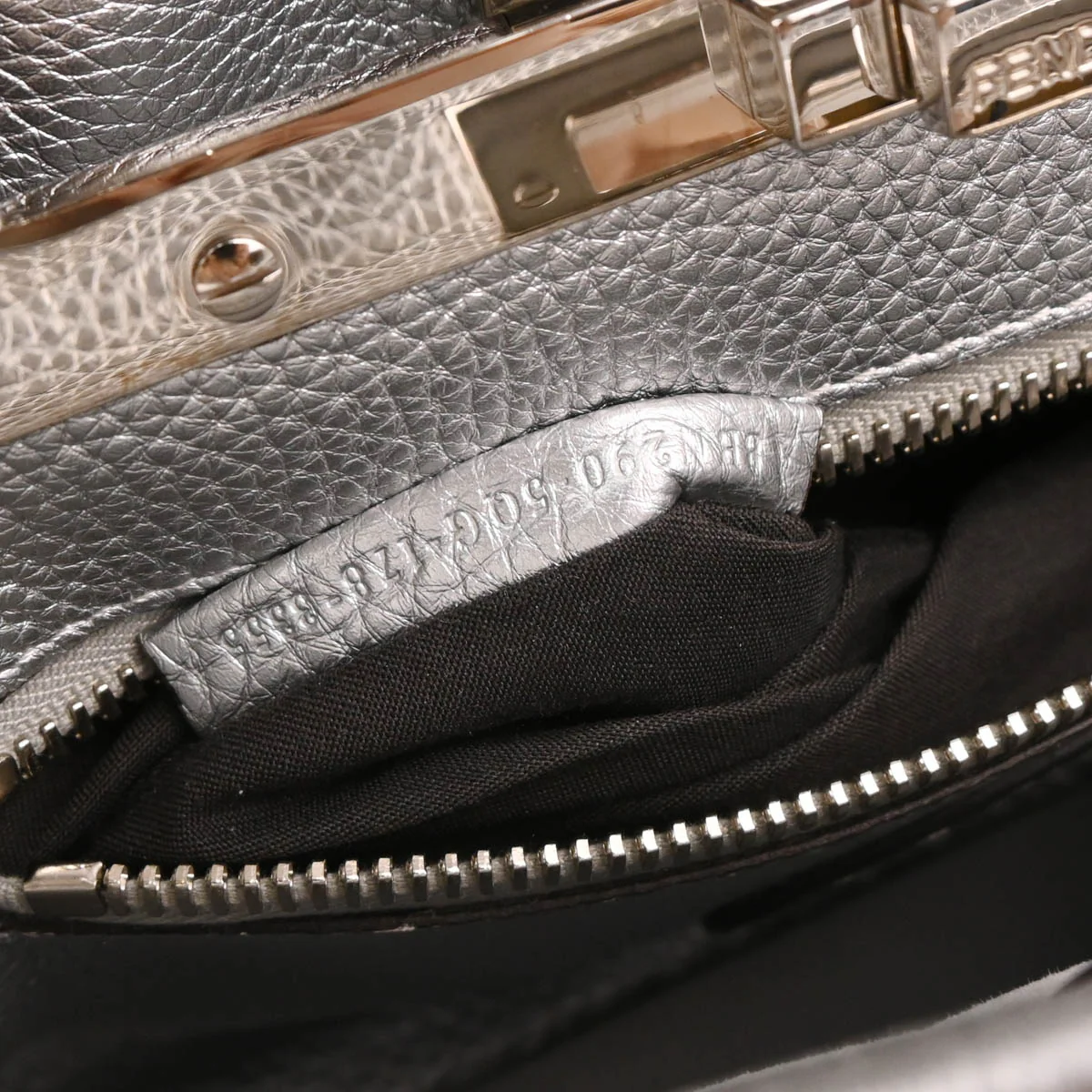 Fendi Silver Leather Peekaboo 2way Shoulder Handbag - Image 8