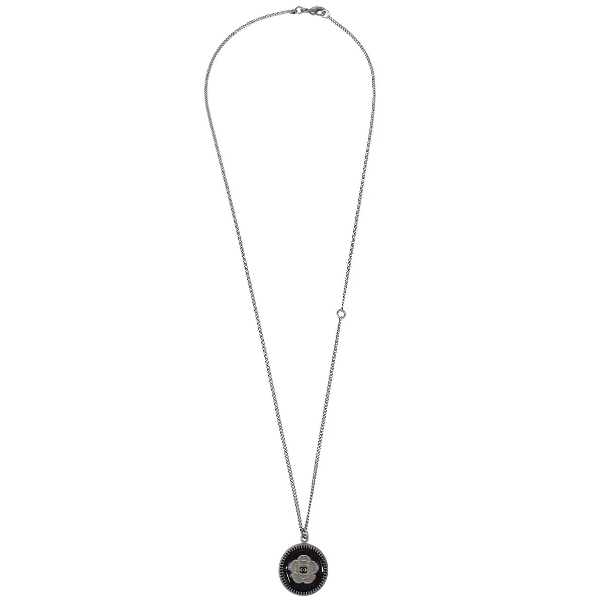 Chanel Medallion Pendant Necklace Silver 06P - Image 2