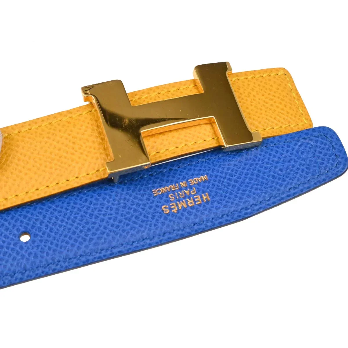 Hermes Yellow Courchevel Constance Reversible Belt #70 Small Good - Image 3