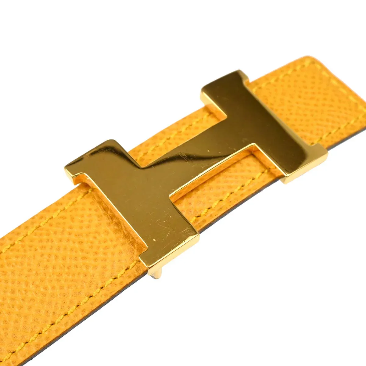 Hermes Yellow Courchevel Constance Reversible Belt #70 Small Good - Image 4