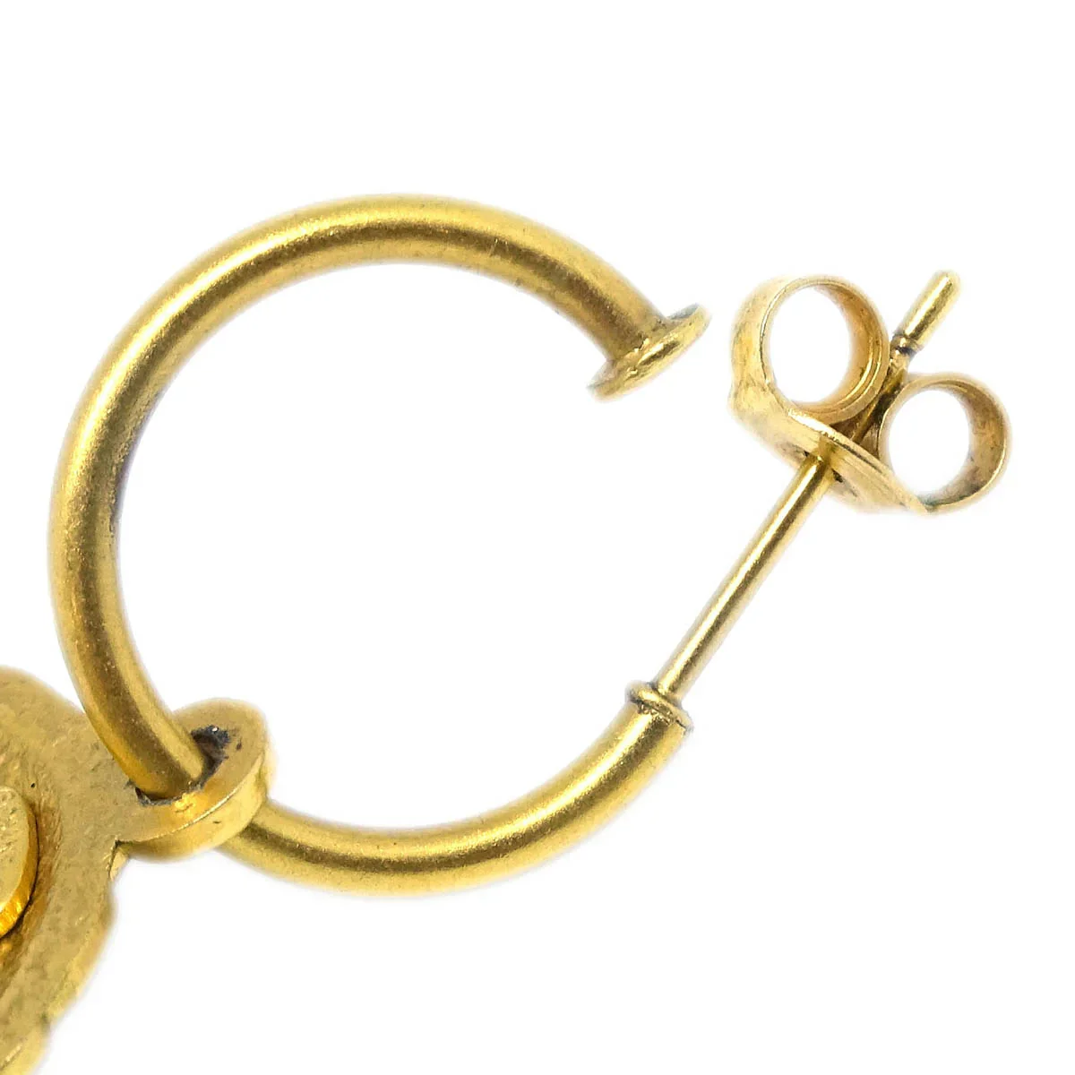 Chanel Dangle Piercing Earrings Button Gold 99A - Image 3