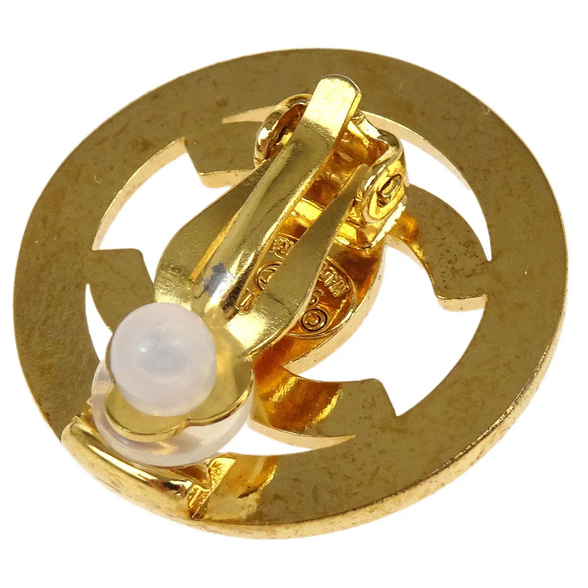 Chanel Turnlock Button Earrings Gold Clip-On 97P - Image 3