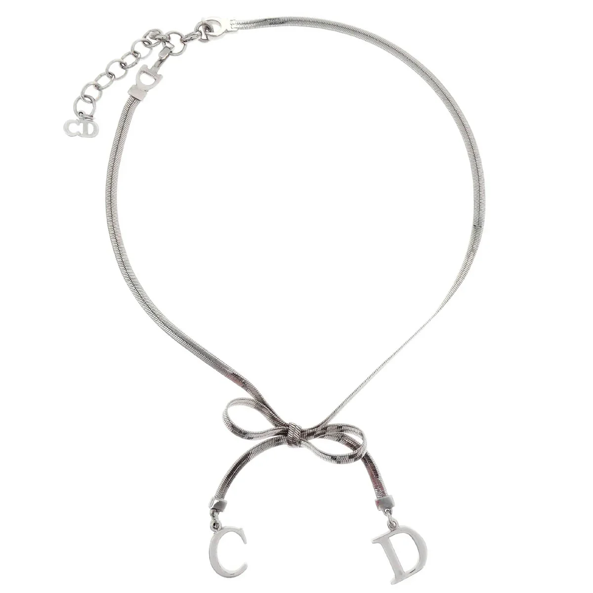 Christian Dior Bow Necklace Silver