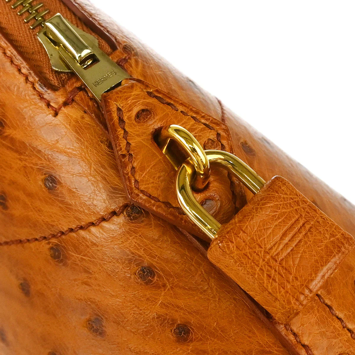 Hermes 1999 Chestnut Ostrich Bolide 35 Handbag 2way Shoulder - Image 6