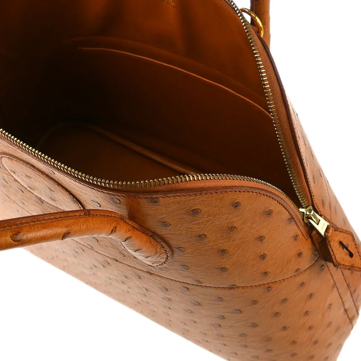 Hermes 1999 Chestnut Ostrich Bolide 35 Handbag 2way Shoulder - Image 8