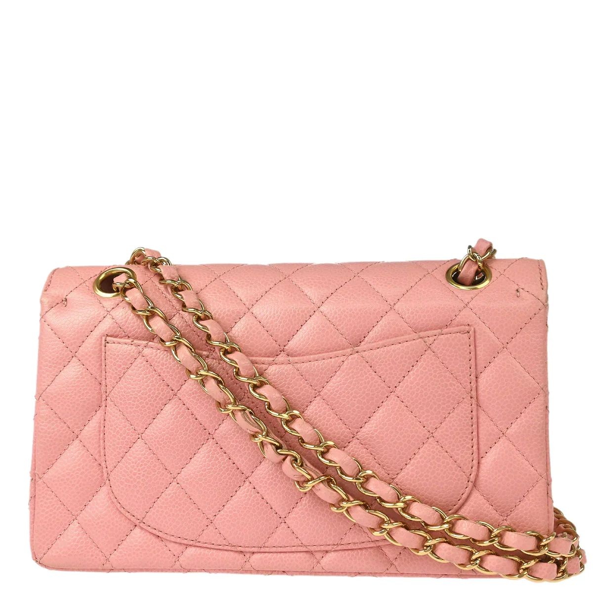 Chanel 2005-2006 Pink Caviar Small Classic Double Flap Shoulder Bag - Image 2