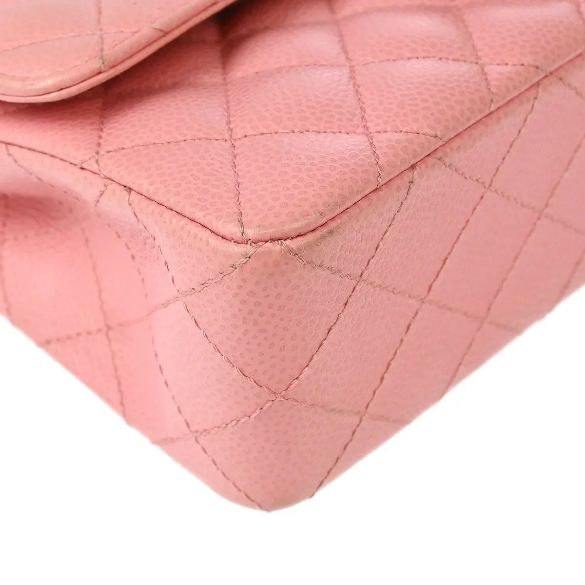 Chanel 2005-2006 Pink Caviar Small Classic Double Flap Shoulder Bag - Image 5
