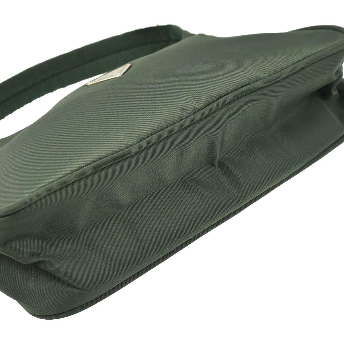 Prada Dark Green Nylon Hobo Handbag - Image 4