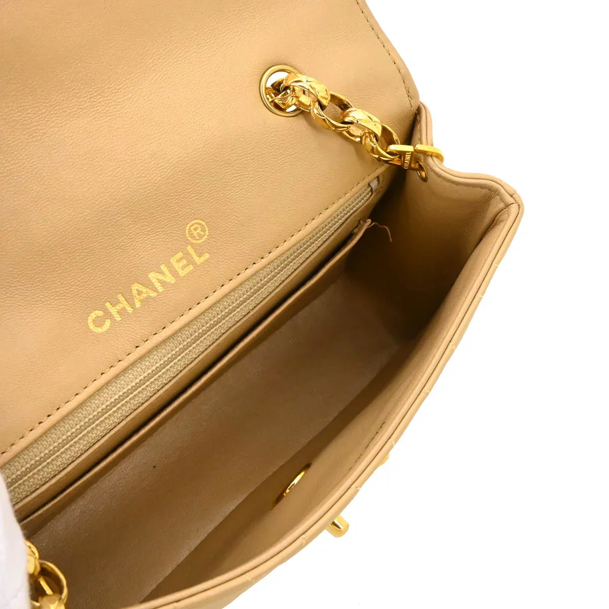 Chanel 1989-1991 Beige Lambskin Shoulder Bag - Image 4