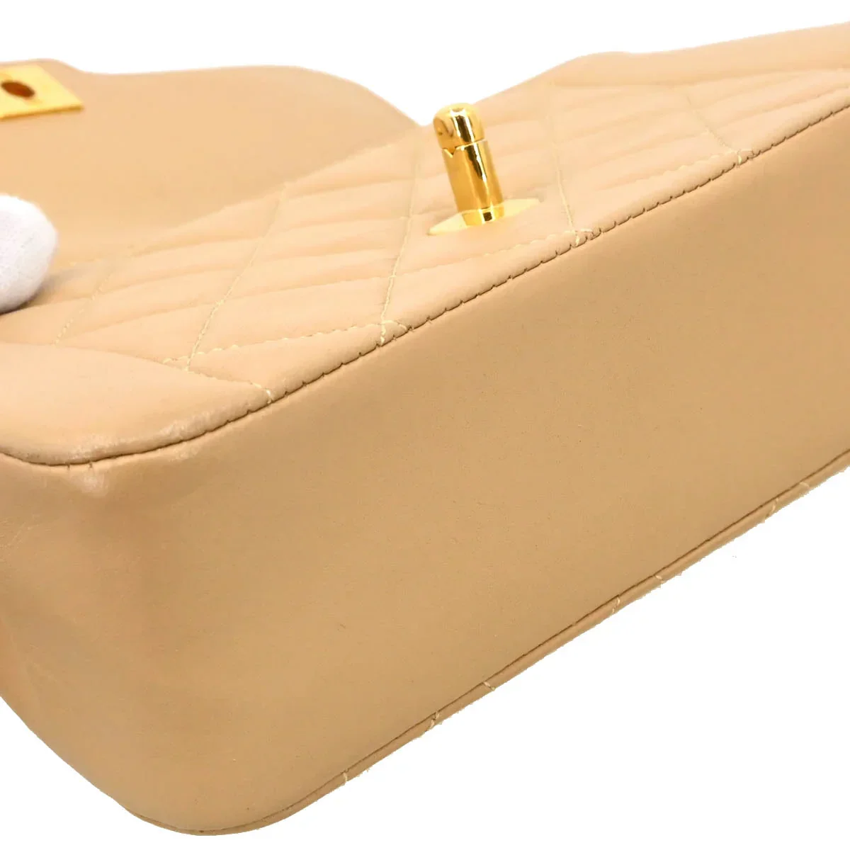 Chanel 1989-1991 Beige Lambskin Shoulder Bag - Image 5