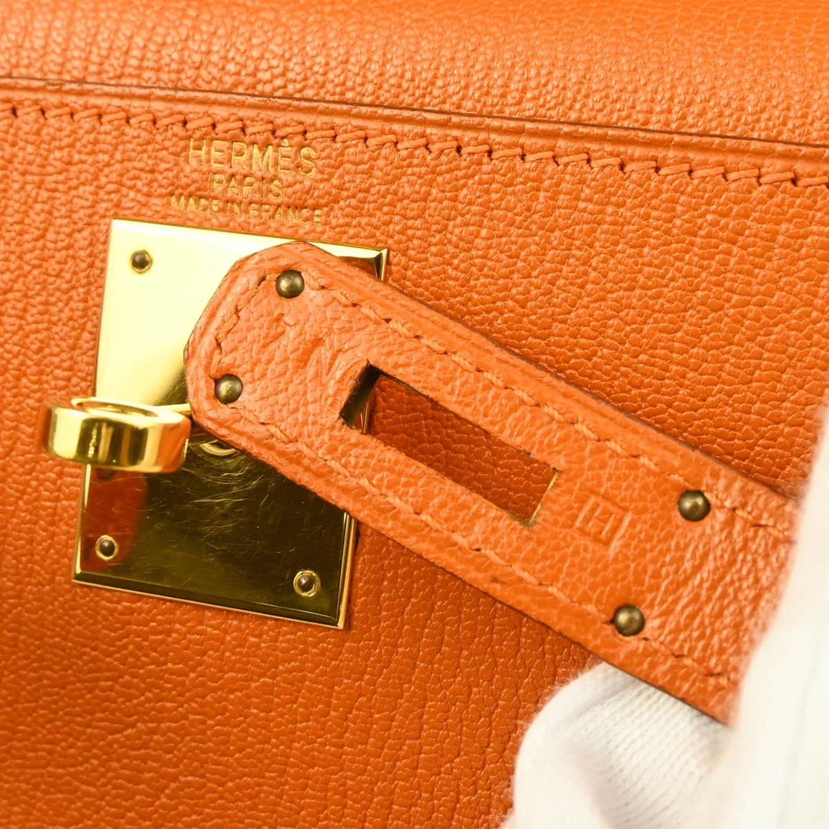 Hermes Orange Chevre Myzore Kelly 28 Retourne 2way Shoulder Handbag - Image 10