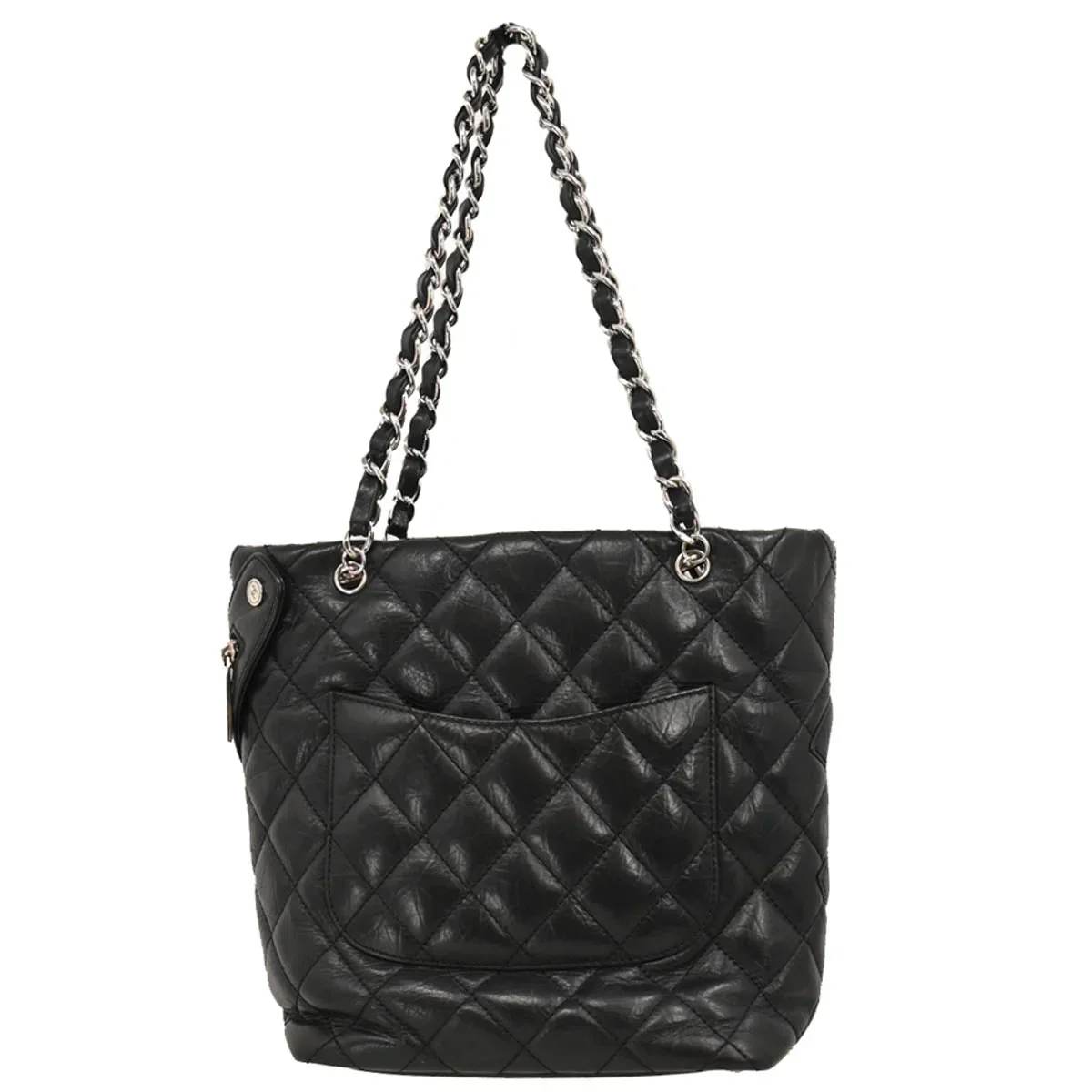 Chanel 2006-2008 Black Calfskin Cambon Ligne Tote Chain Handbag - Image 2
