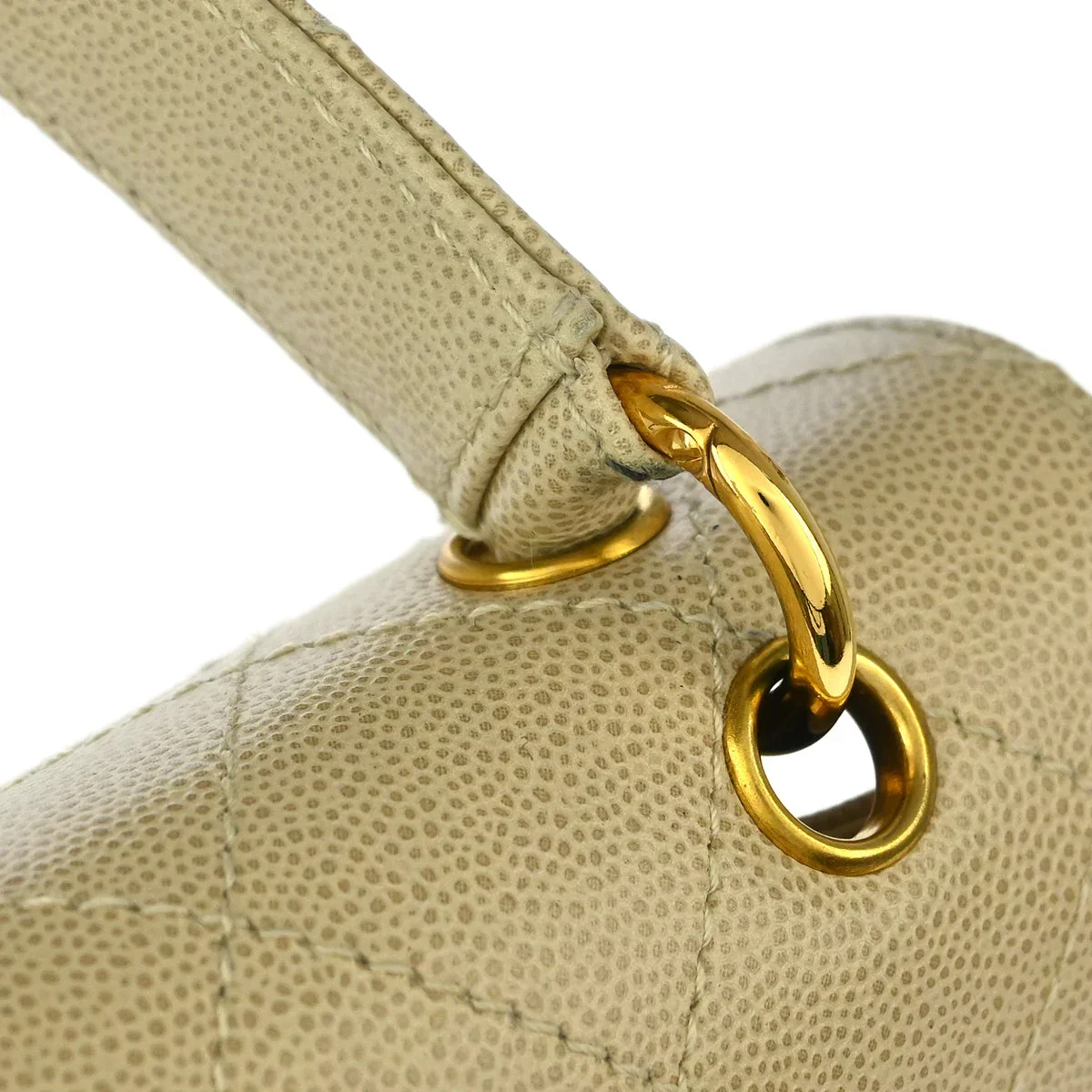 Chanel 1997-1999 Off-white Caviar Top Handle Handbag - Image 5