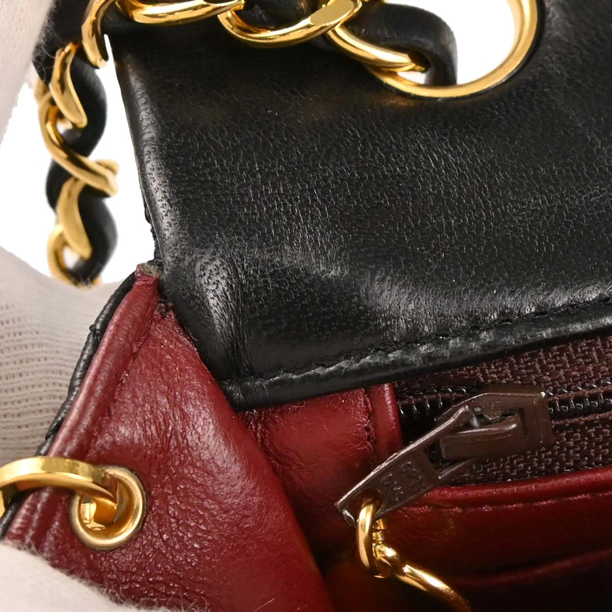 Chanel 1989-1991 Black Lambskin Classic Square Flap Shoulder Bag - Image 7