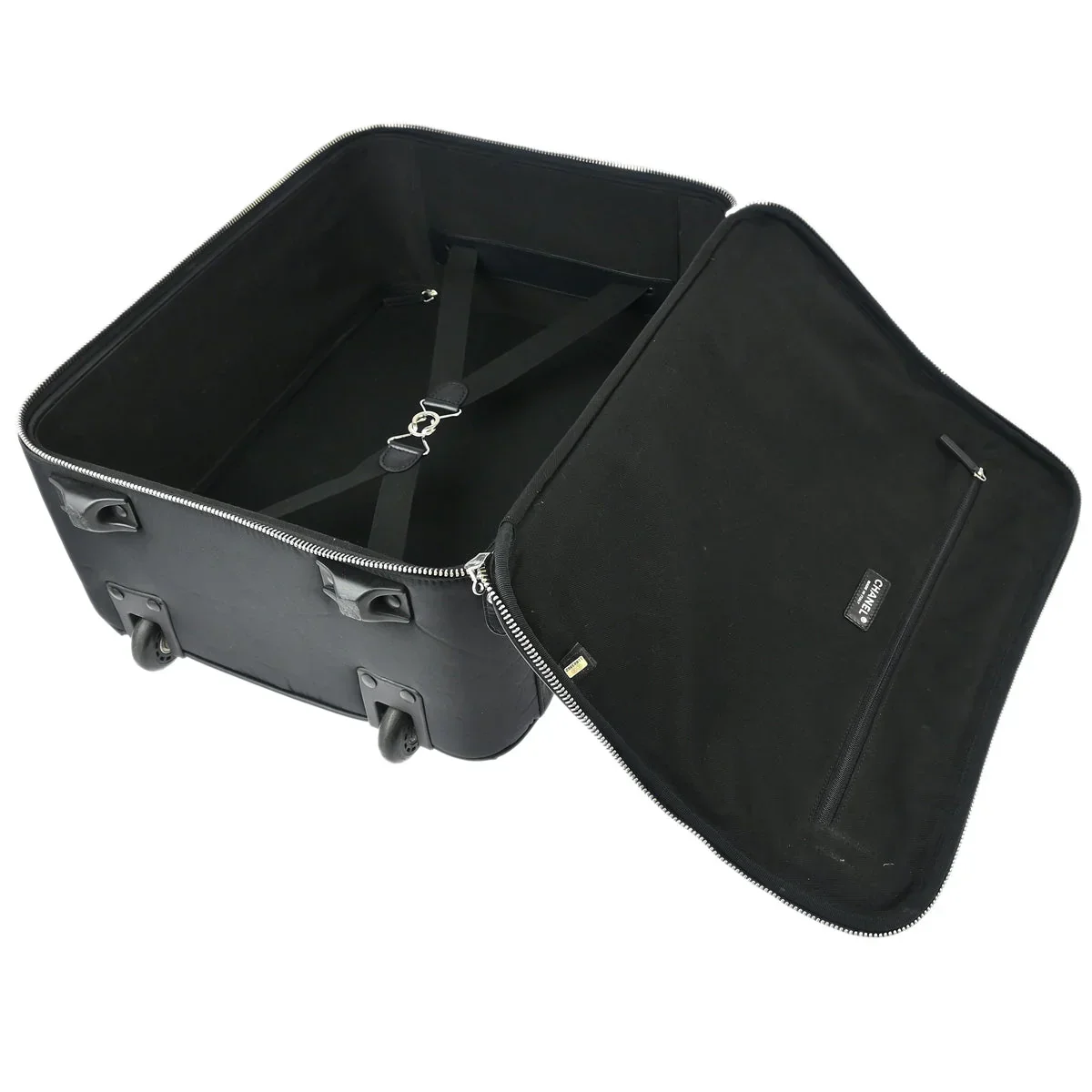 Chanel 1989-1991 Black Nylon Calfskin Carry-On Rolling Luggage - Image 6