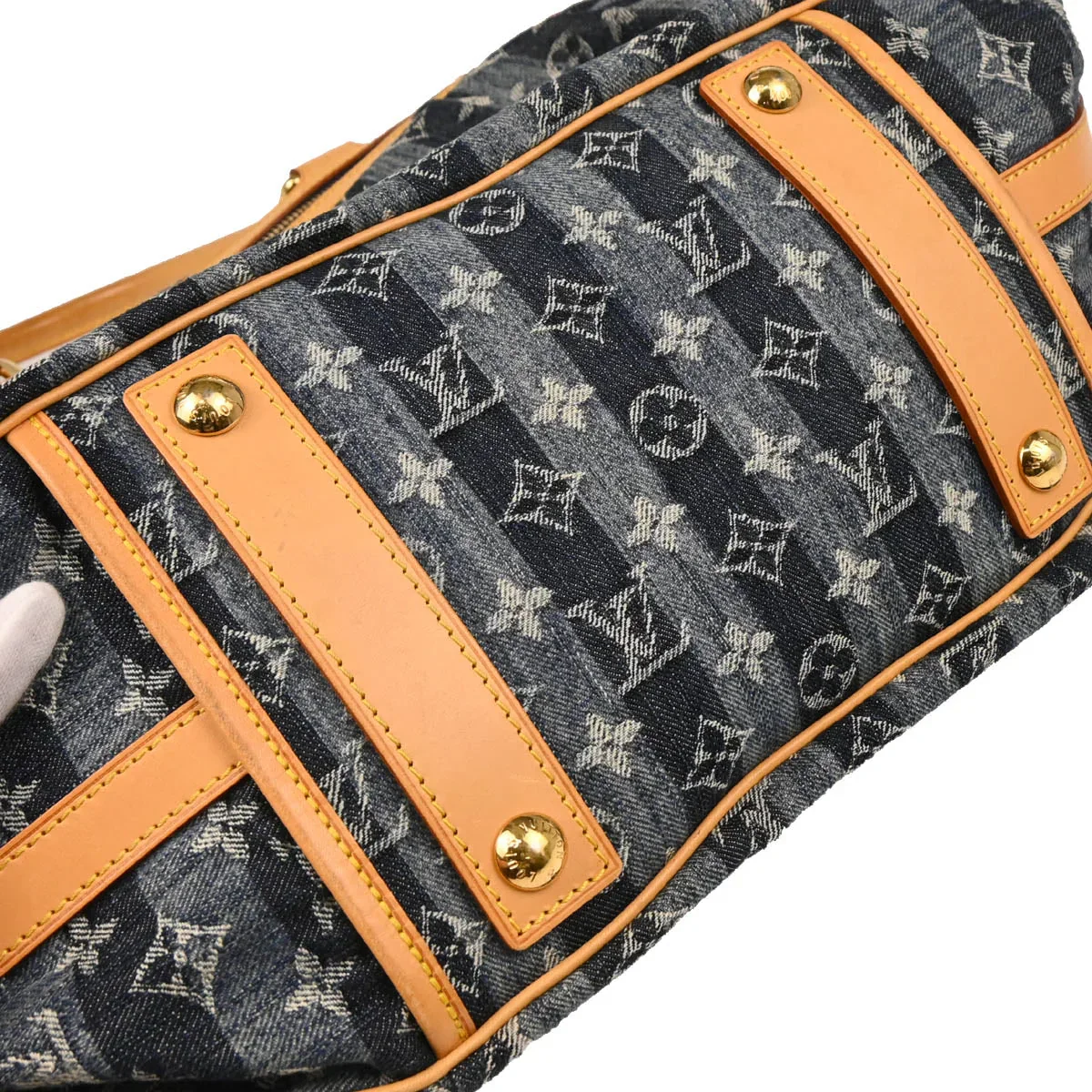 Louis Vuitton 2006 Blue Monogram Denim Cabas Raye GM 2way Shoulder Tote M95336 - Image 5