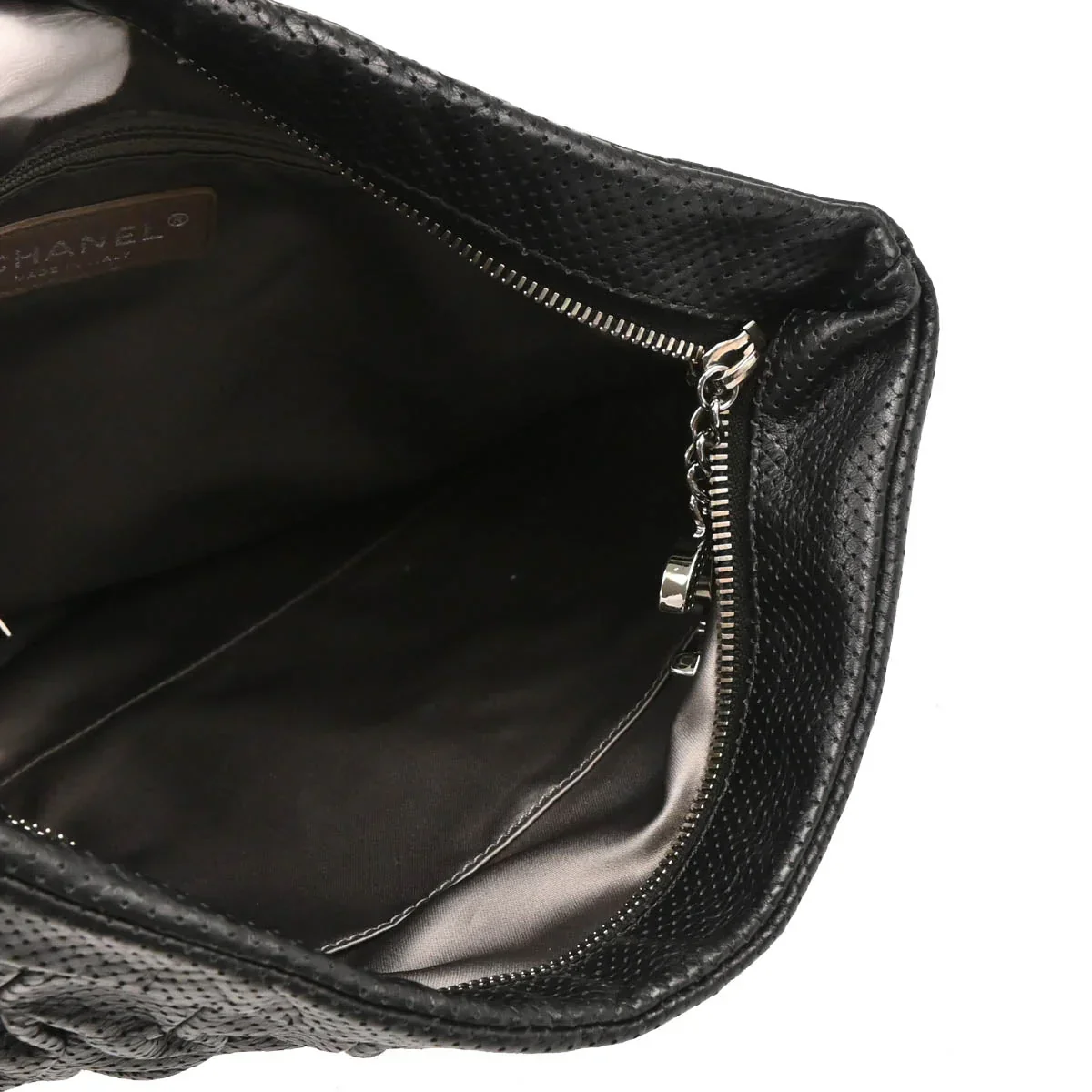 Chanel 2008-2009 Black Perforated Lambskin Handbag - Image 4