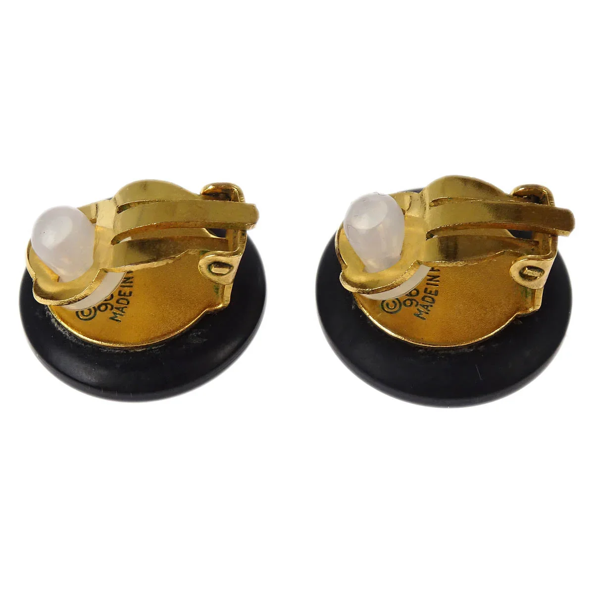Chanel White Button Earrings Clip-On 96P - Image 3