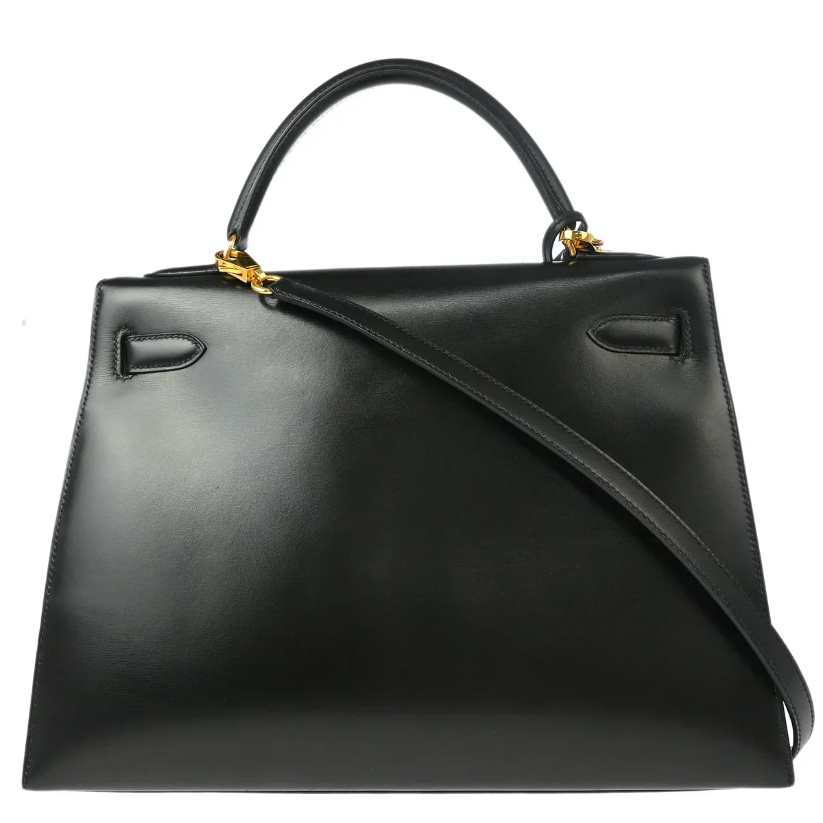 Hermes 1996 Black Box Calf Kelly 32 Sellier Handbag - Image 2
