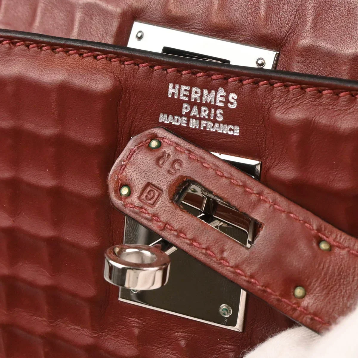 Hermes 2003 Rouge H Ever Deutch Waffle Kelly 32 Sellier 2way Shoulder Handbag - Image 10