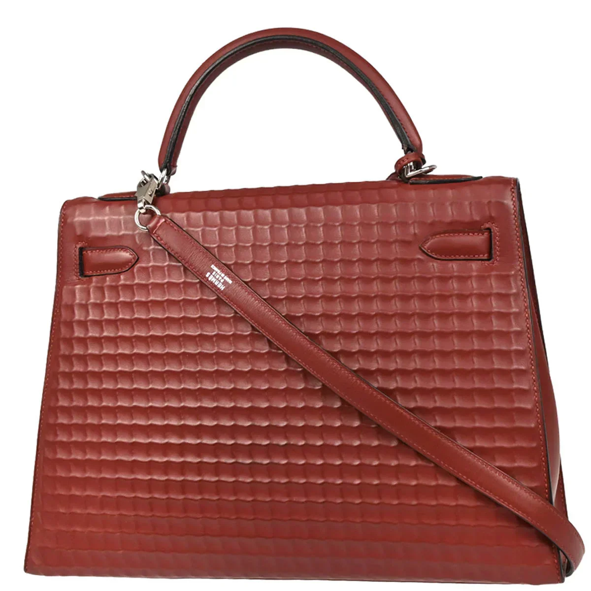 Hermes 2003 Rouge H Ever Deutch Waffle Kelly 32 Sellier 2way Shoulder Handbag - Image 2