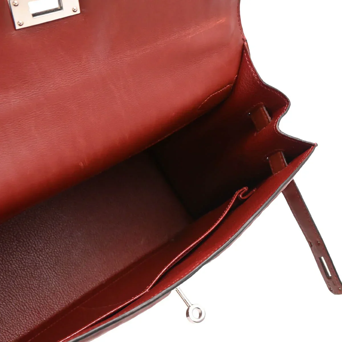 Hermes 2003 Rouge H Ever Deutch Waffle Kelly 32 Sellier 2way Shoulder Handbag - Image 4