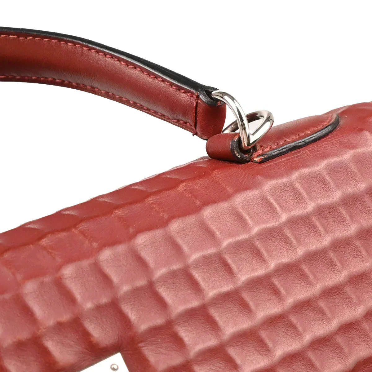 Hermes 2003 Rouge H Ever Deutch Waffle Kelly 32 Sellier 2way Shoulder Handbag - Image 8