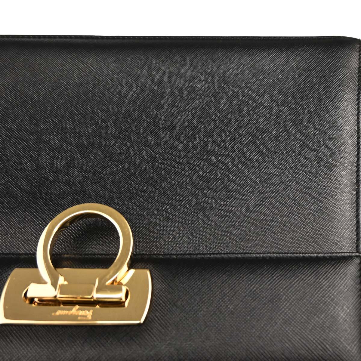 Salvatore Ferragamo Black Leather Gancini 2way Shoulder Handbag - Image 6