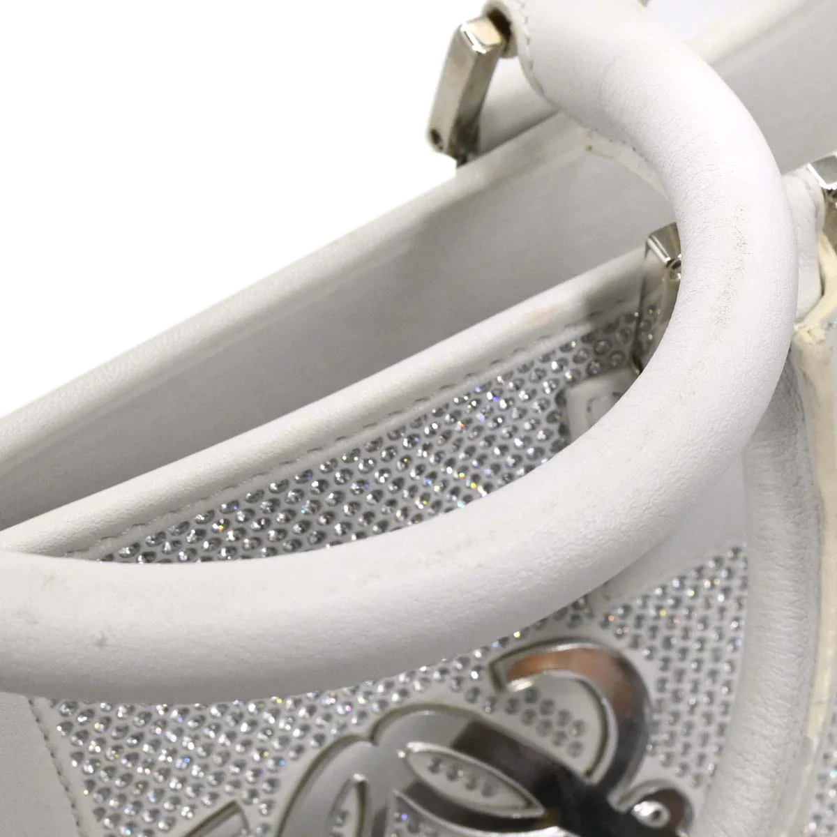 Loewe 2008 White Leather Sequins Amazona 28 Handbag - Image 6
