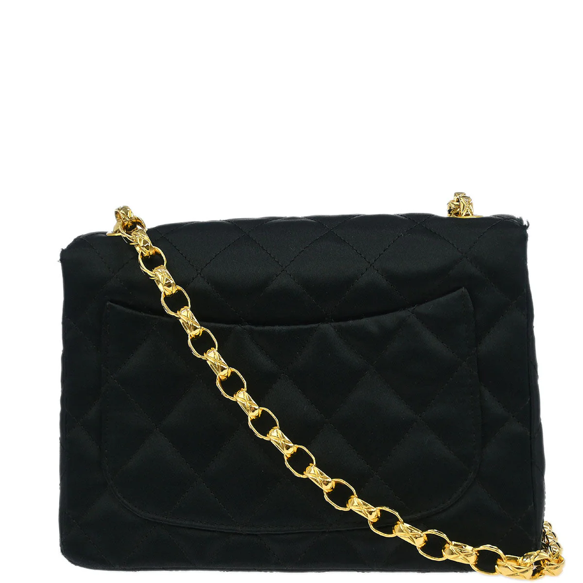 Chanel 1989-1991 Black Satin Mini Classic Square Flap Shoulder Bag - Image 2