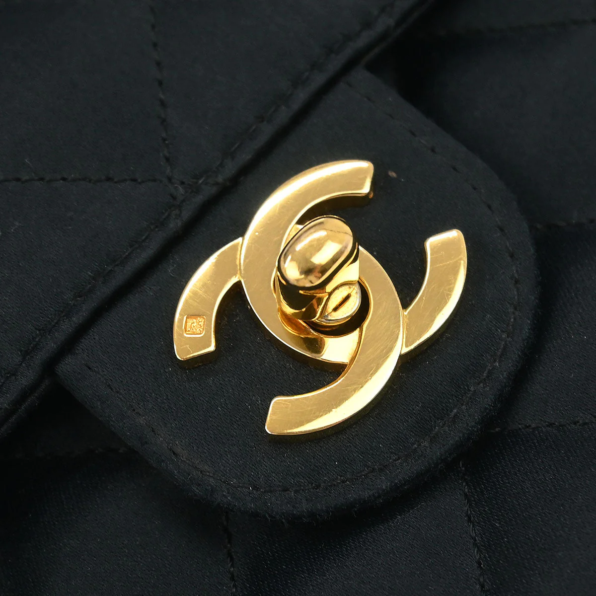 Chanel 1989-1991 Black Satin Mini Classic Square Flap Shoulder Bag - Image 5