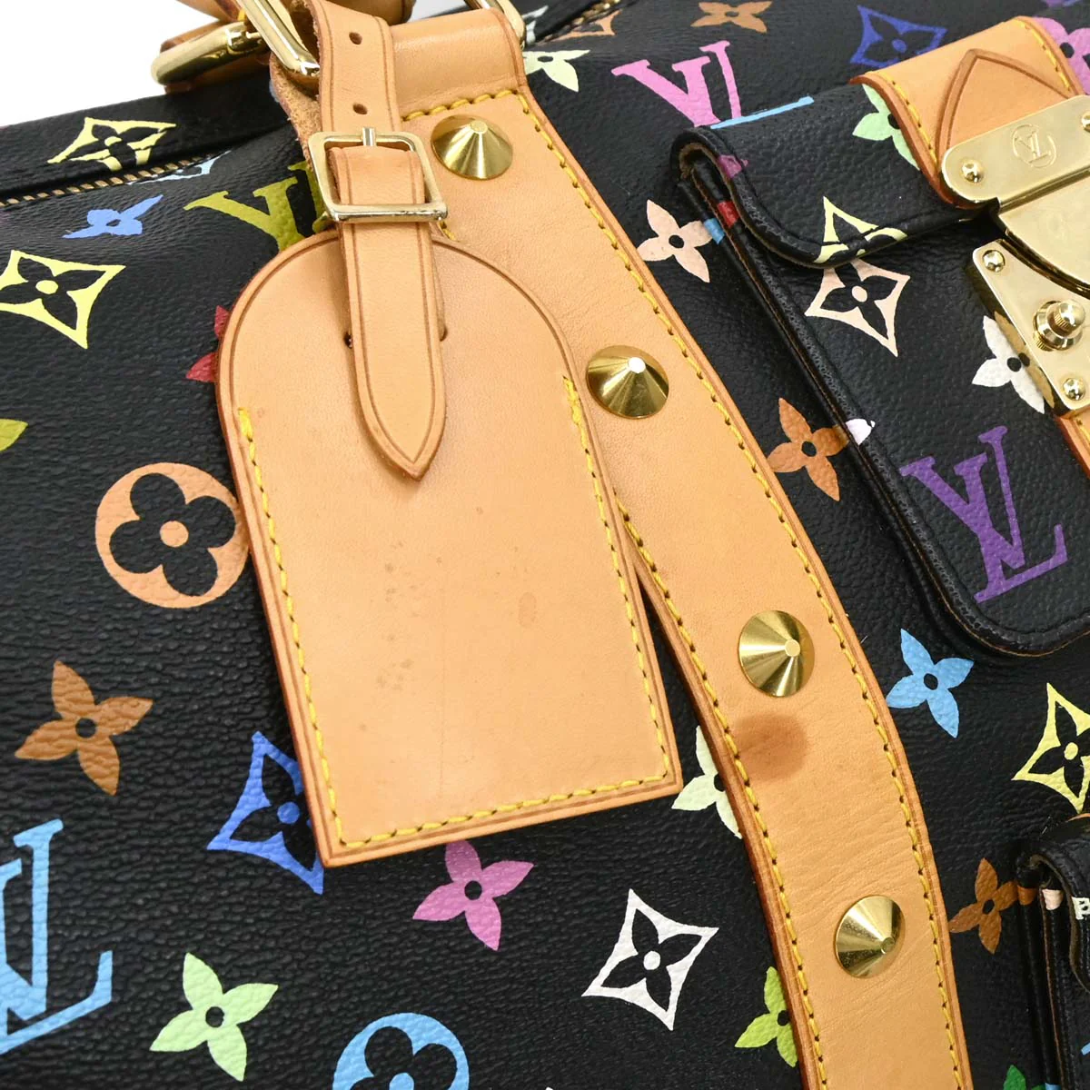 Louis Vuitton 2003 Black Monogram Multicolor Keepall 45 Handbag M92640 - Image 3