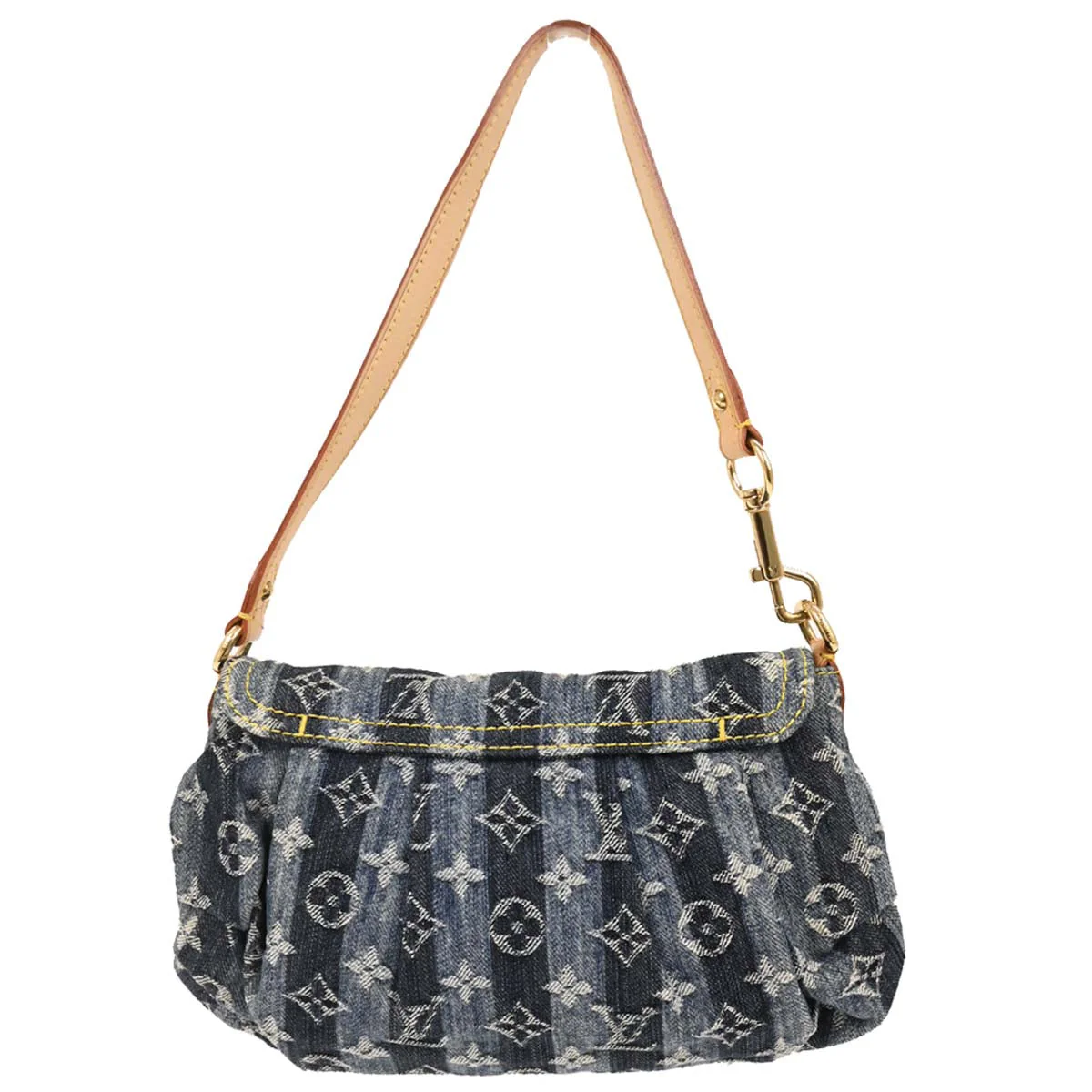 Louis Vuitton 2006 Blue Monogram Denim Mini Pleaty Raye Handbag M95333 - Image 2