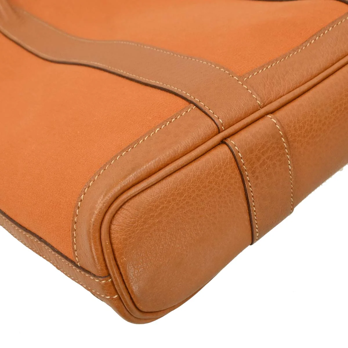Hermes 2005 Orange Toile Officier Buffalo Garden File PM 2way Tote Bag - Image 4
