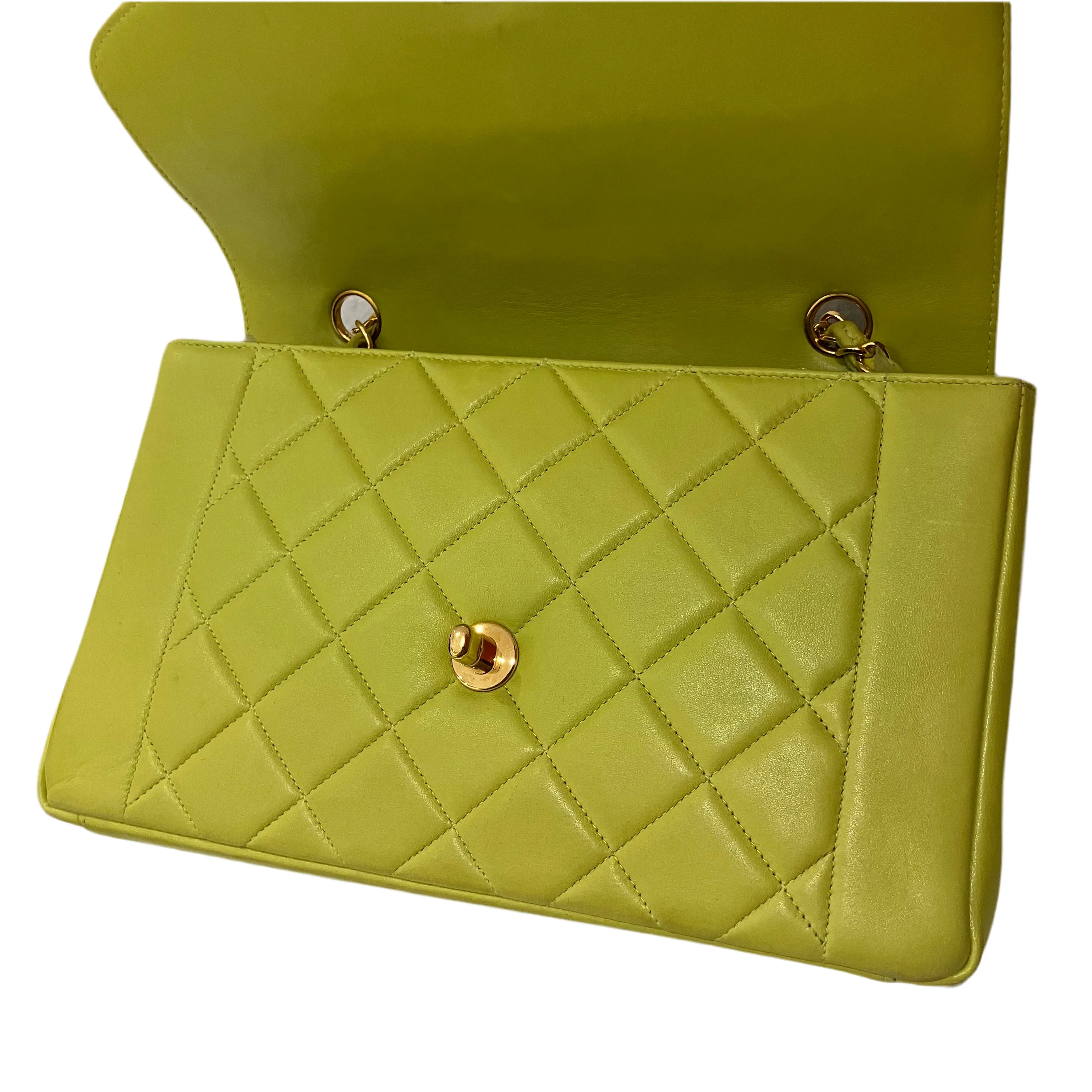 Chanel 1996-1997 Light Green Lambskin Medium Diana Shoulder Bag - Image 11