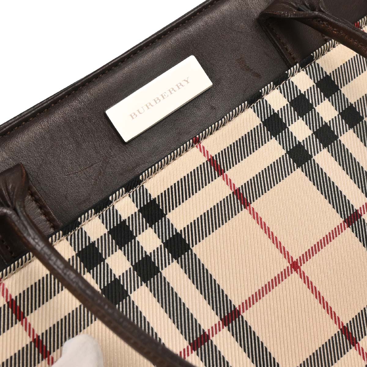 Burberry Beige Burberry Check Handbag - Image 5
