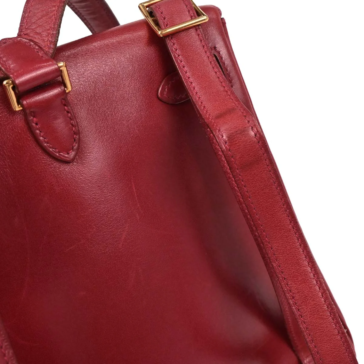 Hermes 1999 Rouge Vif Box Calf Kelly A Dos PM Backpack - Image 4