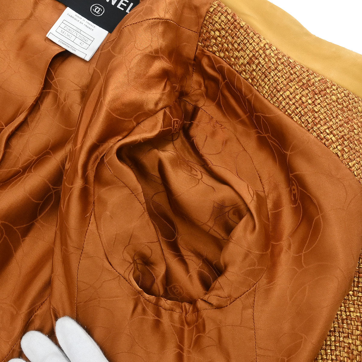 Chanel 2001 Single Breasted Collarless Jacket Brown 01A #42 - Image 8