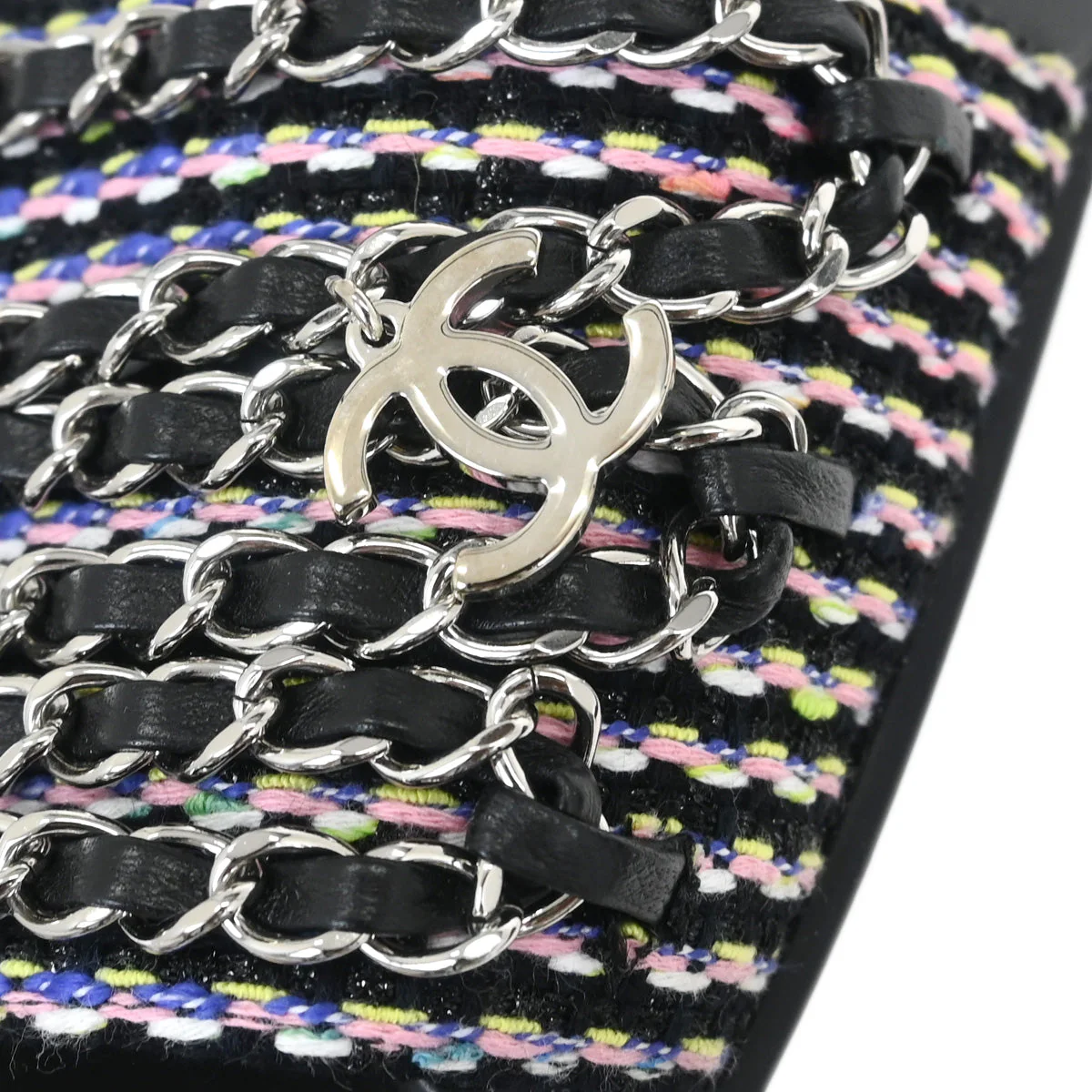 Chanel * Interlocking CC Logo Tweed Slides Shoes #39 - Image 4