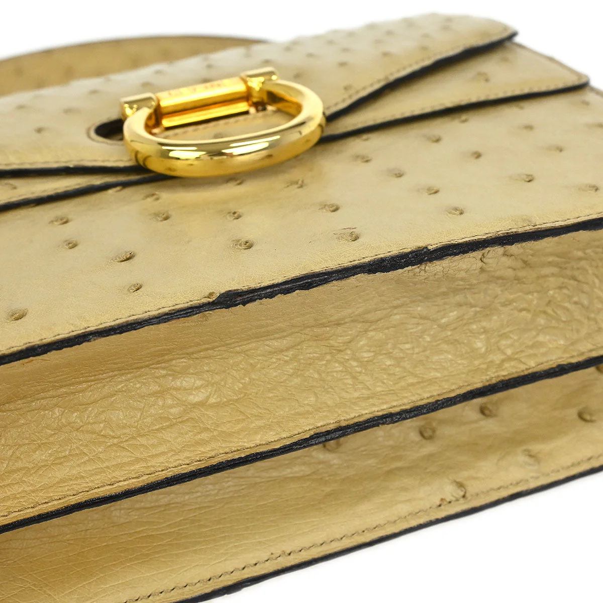 Celine * Beige Ostrich Handbag - Image 3